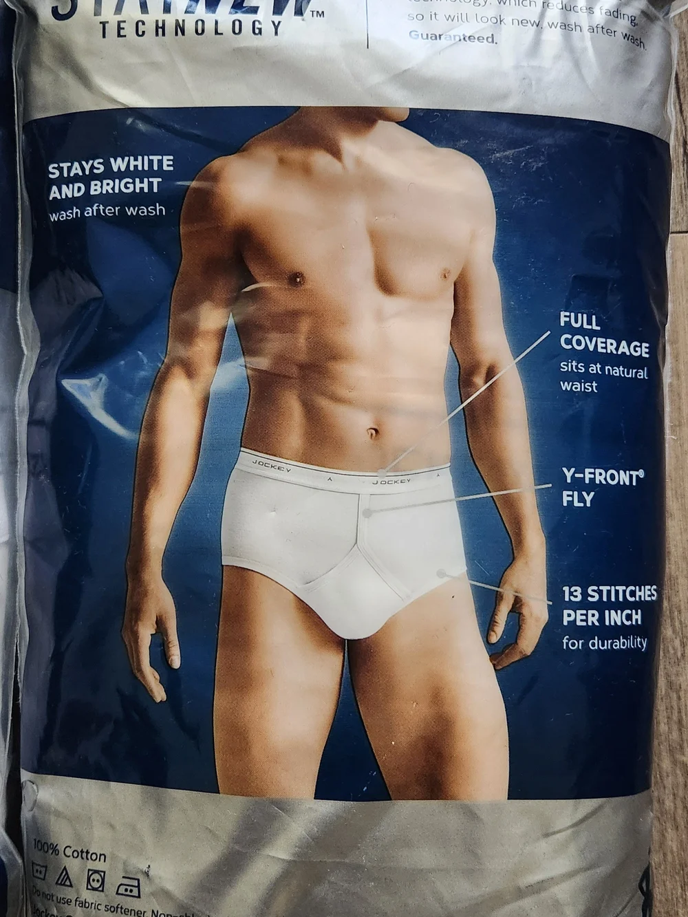 Jockey Big Mans Classics Briefs size 52 White 2 Pack (2) New Y-front fly